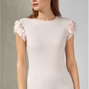 Ted Baker BLACK  Ruffled Cap Sleeve T-Shirt